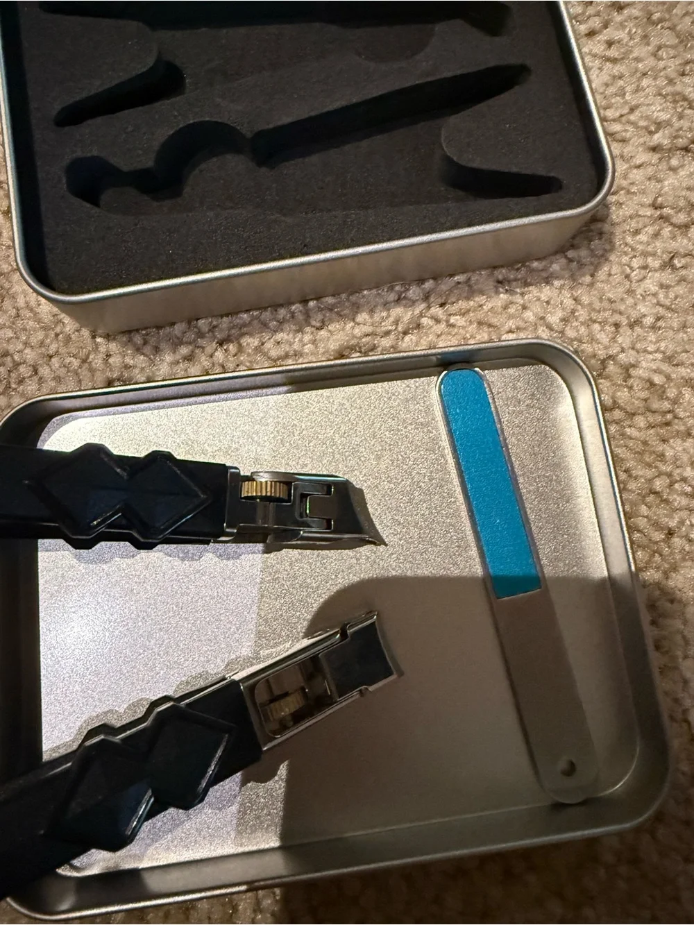 Black Nail Clippers with Blue File